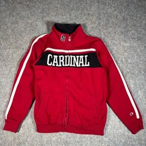 VTG Stanford University Cardinal Track Jacket Champion Red Sz S Embroidered Zip